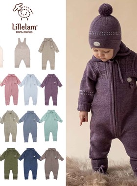 挪威小羊Lillelam25秋冬新款婴儿宝宝男女小童长袖连体衣背带裤子