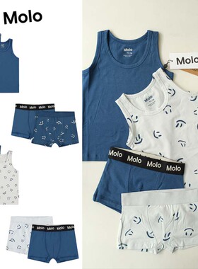 丹麦Molo25SS春夏新款男孩小儿童两件装柔软棉卡通背心短裤内裤5