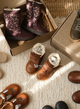 Wheat秋冬婴儿宝宝魔术贴学步鞋室内鞋男女小童运动鞋加绒靴子4Z