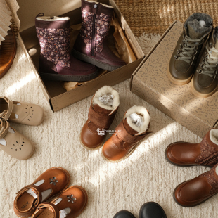 加绒靴子4Z 男女小童运动鞋 Wheat秋冬婴儿宝宝魔术贴学步鞋 室内鞋