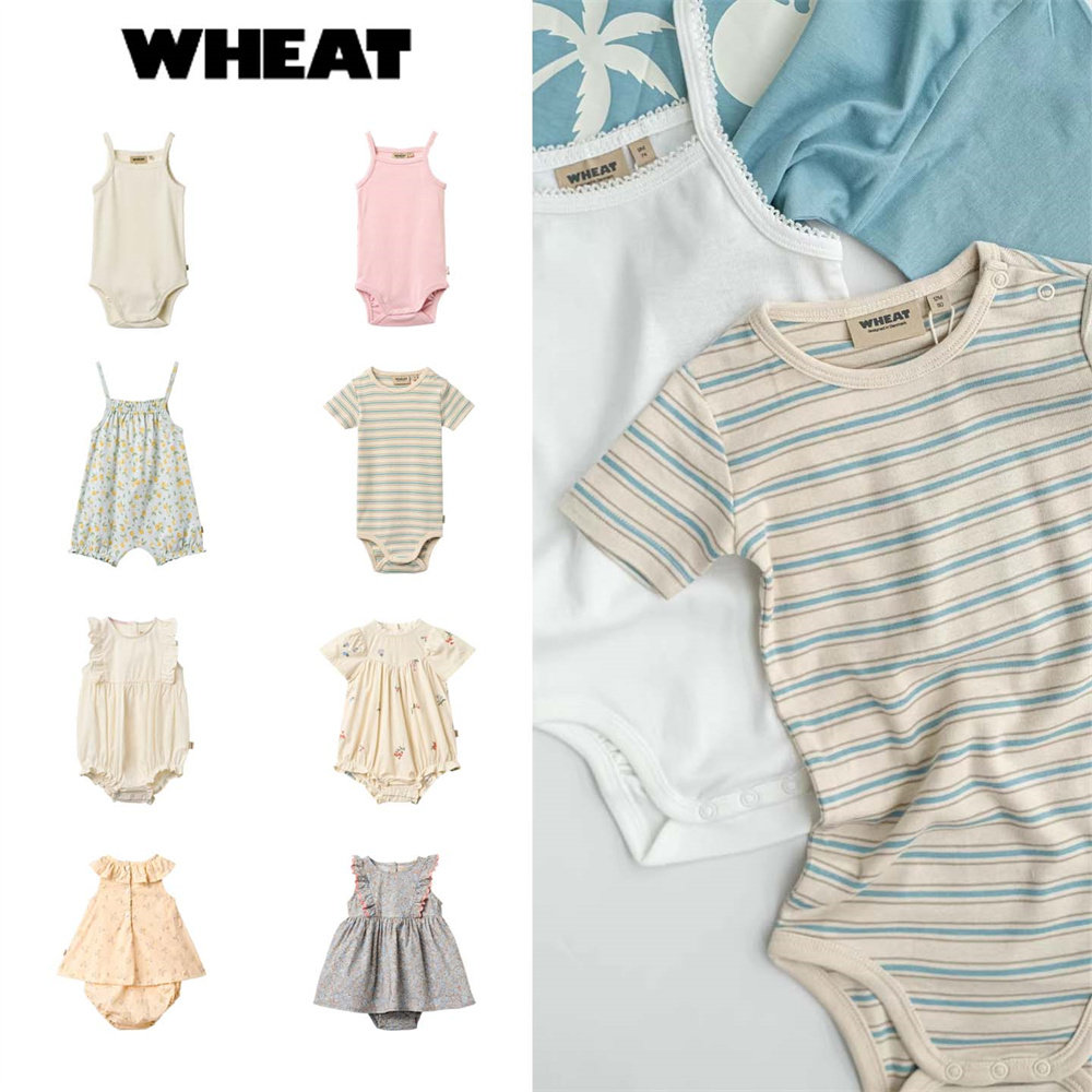 Wheat26春夏新款婴儿小宝宝男女童吊带短袖包屁裙背带连体衣哈衣