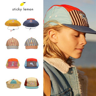 Sticky lemon25新款宝宝男女中小童卡通条纹鸭舌棒球帽防水渔夫帽