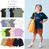 End Highlanders25春夏新款 男女中小童纯色短袖 East 条纹T恤短裤