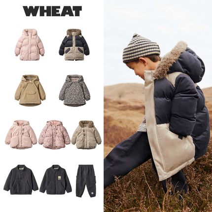 Wheat25秋冬新款宝宝男女中小童厚实保暖防风夹克棉服外套长裤子7
