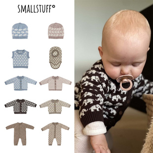 Smallstuff25秋冬新款婴儿小宝宝帽子针织开衫长袖连体衣马甲背心