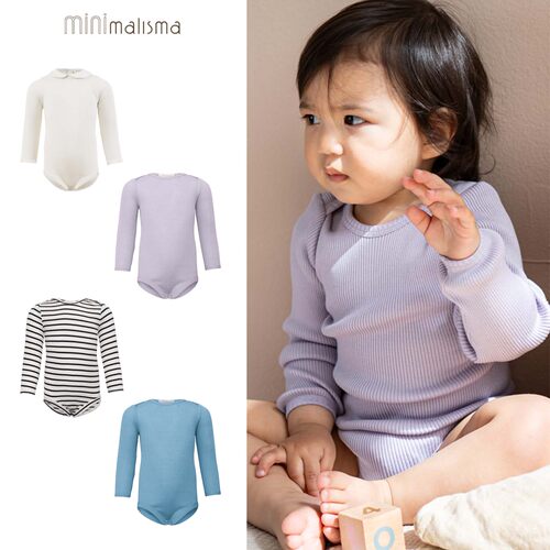 5折Minimalisma26春夏婴儿宝宝男女小童纯色真丝棉长袖包屁衣哈衣
