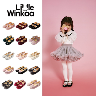little winkaa宝宝女小童电绣蝴蝶兔子花朵公主鞋单鞋舞蹈鞋布鞋
