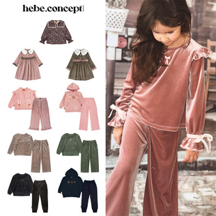 Hebe25秋冬新款宝宝女男小童卫衣卫裤长袖连衣裙子衬衣针织开衫5Z