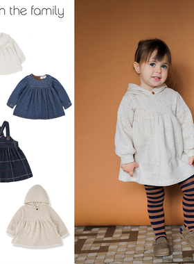 1+in the family25秋冬款宝宝女孩小童长袖衬衫连衣裙背带裙子5Z