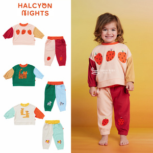 halcyon nights26秋冬新款小宝宝男女儿童可爱卡通运动卫衣卫裤子
