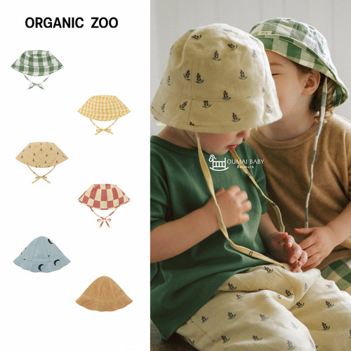 organic zoo26春夏新款婴儿男女孩小宝宝遮阳防晒帽子百搭渔夫帽