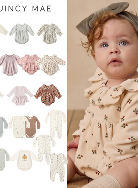 Quincy Mae25秋冬款婴儿宝宝男女小童卡通长袖包屁衣哈衣连体衣5Z