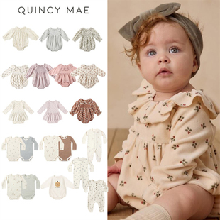 Quincy Mae25秋冬款婴儿宝宝男女小童卡通长袖包屁衣哈衣连体衣7