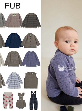 Fub24秋冬新款婴儿宝宝男女童圆领套头条纹长袖毛衣羊毛衫毛5