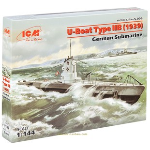 144塑料拼装 IIB型潜水艇1 模型 Boat ICMS009二战德国海军U