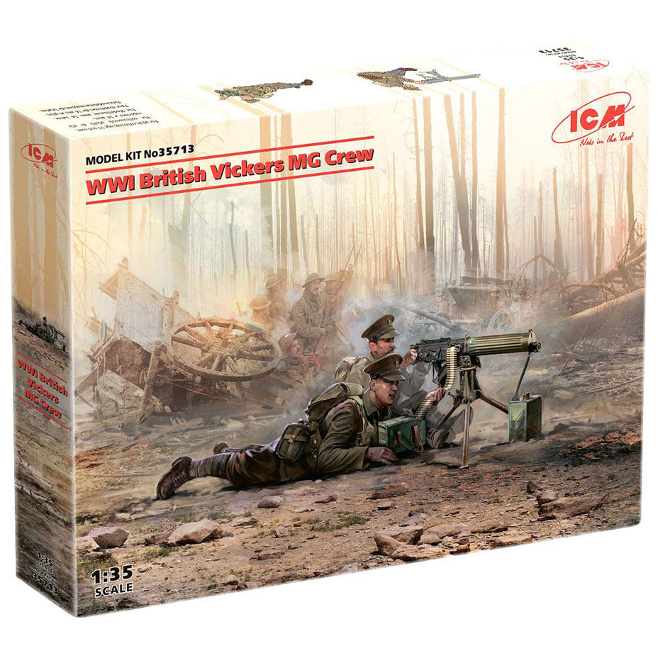 ICM35713 一战英军维克撕机枪组1/35塑料拼装兵人模型