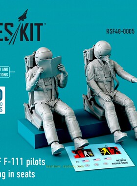 RSKF48005美国空军F-111坐姿飞行员和座椅1/48打印兵人模型两个