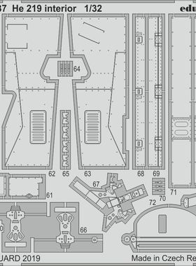 牛魔王32937 He 219战斗机1/32拼装模型外部细节蚀刻片配利华
