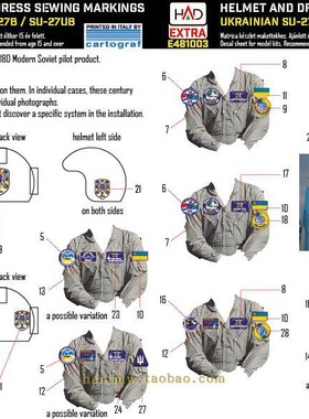 HADE481003乌克兰苏-27B/UB战斗机飞行员1/48头盔服饰标识水贴纸