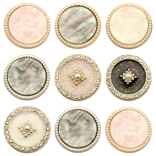 简约质感衣服扣子金属扣上衣女圆形毛衣风衣大衣纽扣时尚金边镶钻