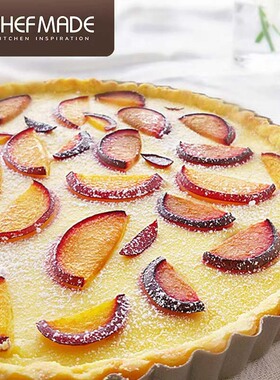 chefmade学厨 9.5寸金色不粘活底圆形派盘/挞盘 菊花披萨烤盘