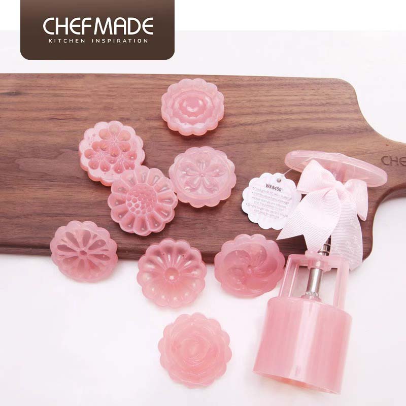 学厨 中秋冰皮月饼模具新款手压式家用绿豆糕压花立体圆装g