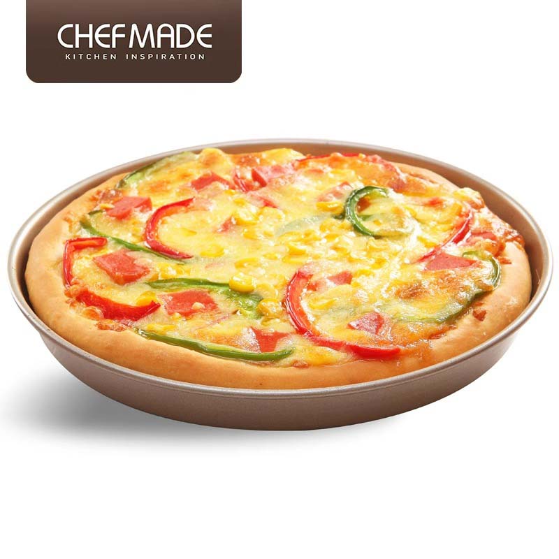 chefmade学厨 8寸金色不粘pizza盘披萨圆形烤盘 烘焙模具
