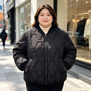 不跑棉大码胖mm春秋款新款棉衣女宽松显瘦保暖棉服外穿轻薄棒球服