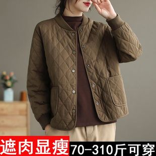 胖mm大码 棉袄女 新年不跑棉棉服女高级秋冬薄外套女叠穿百搭新款