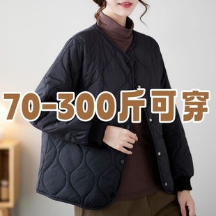 300斤大码 轻薄小棉袄夹棉女可机洗 胖mm春秋叠穿棉衣棉服外套女装