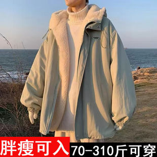 多巴胺棉服加绒棉衣棉袄男秋冬宽松工装港风情侣外套女胖妹妹大码