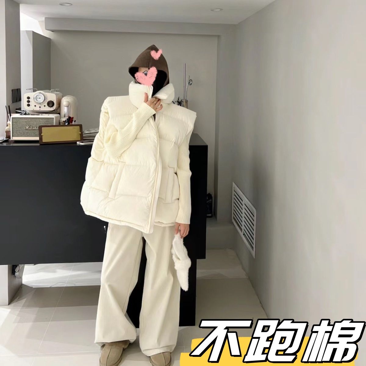 韩系厚外套新款羽绒棉马甲女叠穿宽松洋气高个子欧货上衣马夹ins