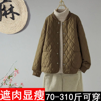 可机洗300斤胖mm大码棉服妈妈装叠穿百搭女外套秋冬款轻薄小棉袄