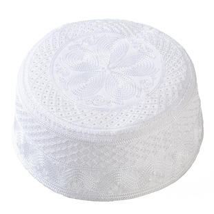 礼拜帽回帽子男夏季新款回族网眼回民帽回回帽沙特阿拉伯刺绣礼帽