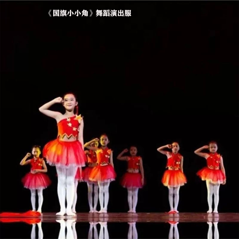 小荷风采国旗小小角舞蹈演出服舞台表演服纱裙女童