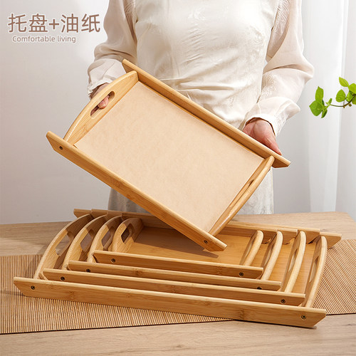 托盘竹木长方形烤串餐饮熏酱菜蘸酱菜下酒菜卤味拼盘垫纸双耳盘