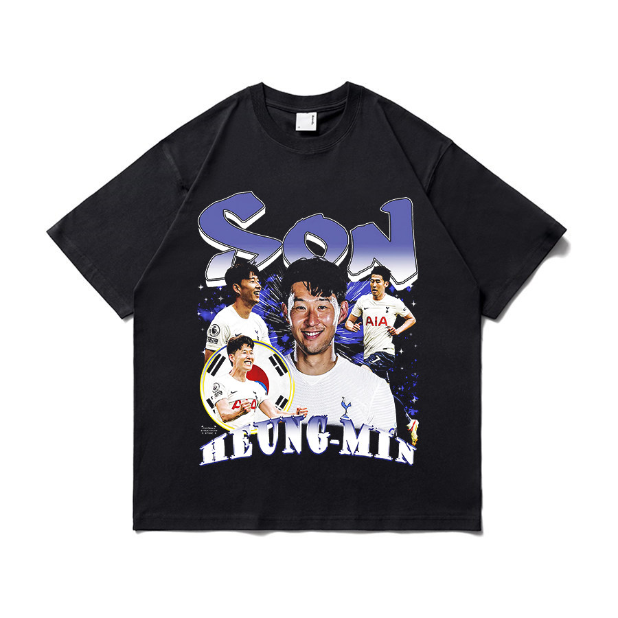 Son Heung Min孙兴慜足球印花T恤短袖重磅夏季休闲圆领宽松衣服