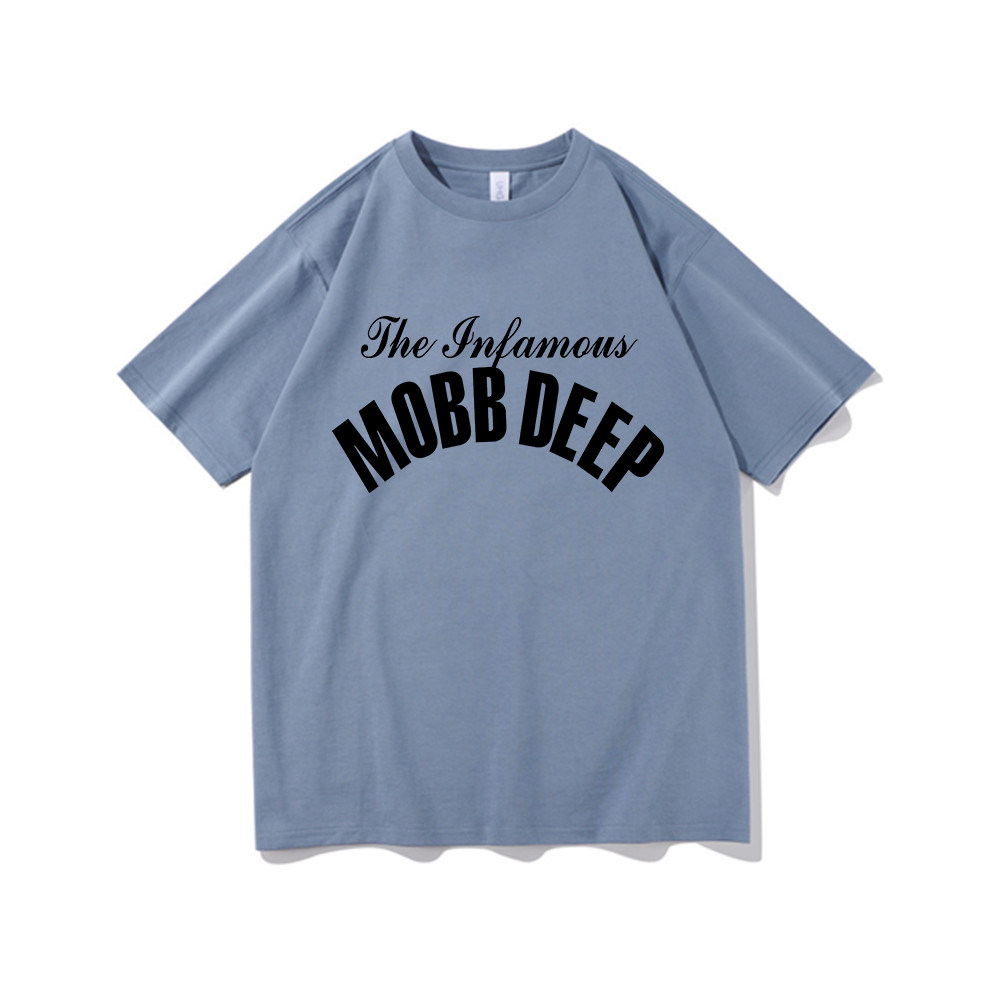 Mobb Deep说唱组合T恤美式嘻哈摇滚圆领宽松短袖上衣英文复古纯棉