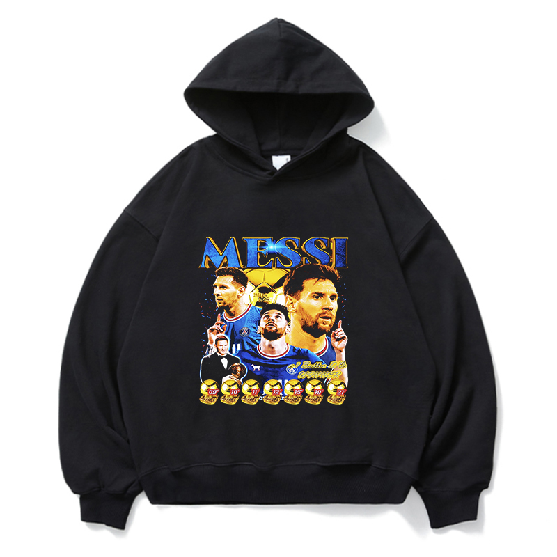 Lionel Messi梅西卫衣重磅宽松休闲套头外套秋冬潮牌上衣足球印花