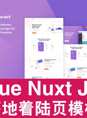 Vue+Nuxt.js 模板落地着陆页面手机应用软件App网站前端源码Nonid
