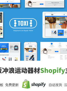 Shopify模板主题滑板运动装备滑雪冲浪板独立站外贸网店跨境电商