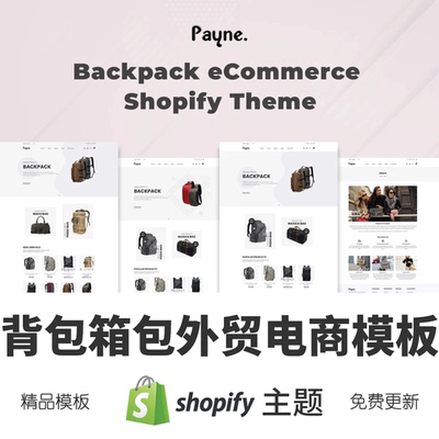 Shopify主题模板箱包背包皮包爆款高转化率跨境电商独立站Payne