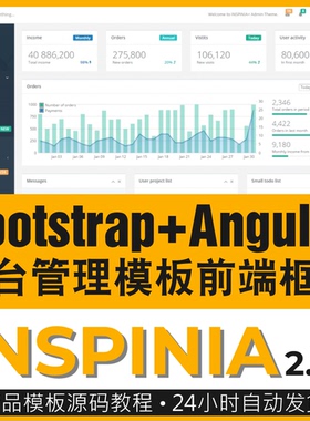 Bootstrap后台管理系统Admin模板主题Angluar前端UI框架Inspinia