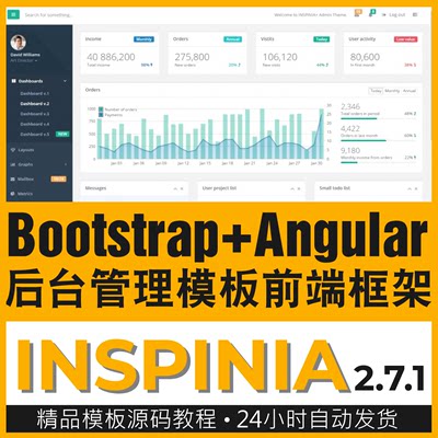 Bootstrap后台管理系统Admin模板主题Angluar前端UI框架Inspinia