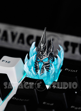 魔兽世界原创键帽统御之盔巫妖王头盔原创个性礼物