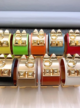 欧美宽版手镯女朋克风镀金