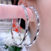 欧美扭曲光面素耳圈大圈圈耳环2023年新款 夸张圆圈耳饰银针 潮个性