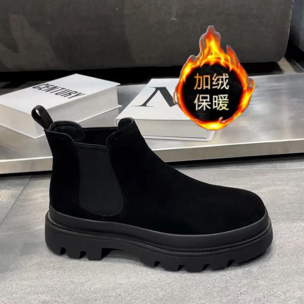 延克男鞋马丁靴男2025新款切尔西工装靴男士短靴加绒高帮冬季皮鞋