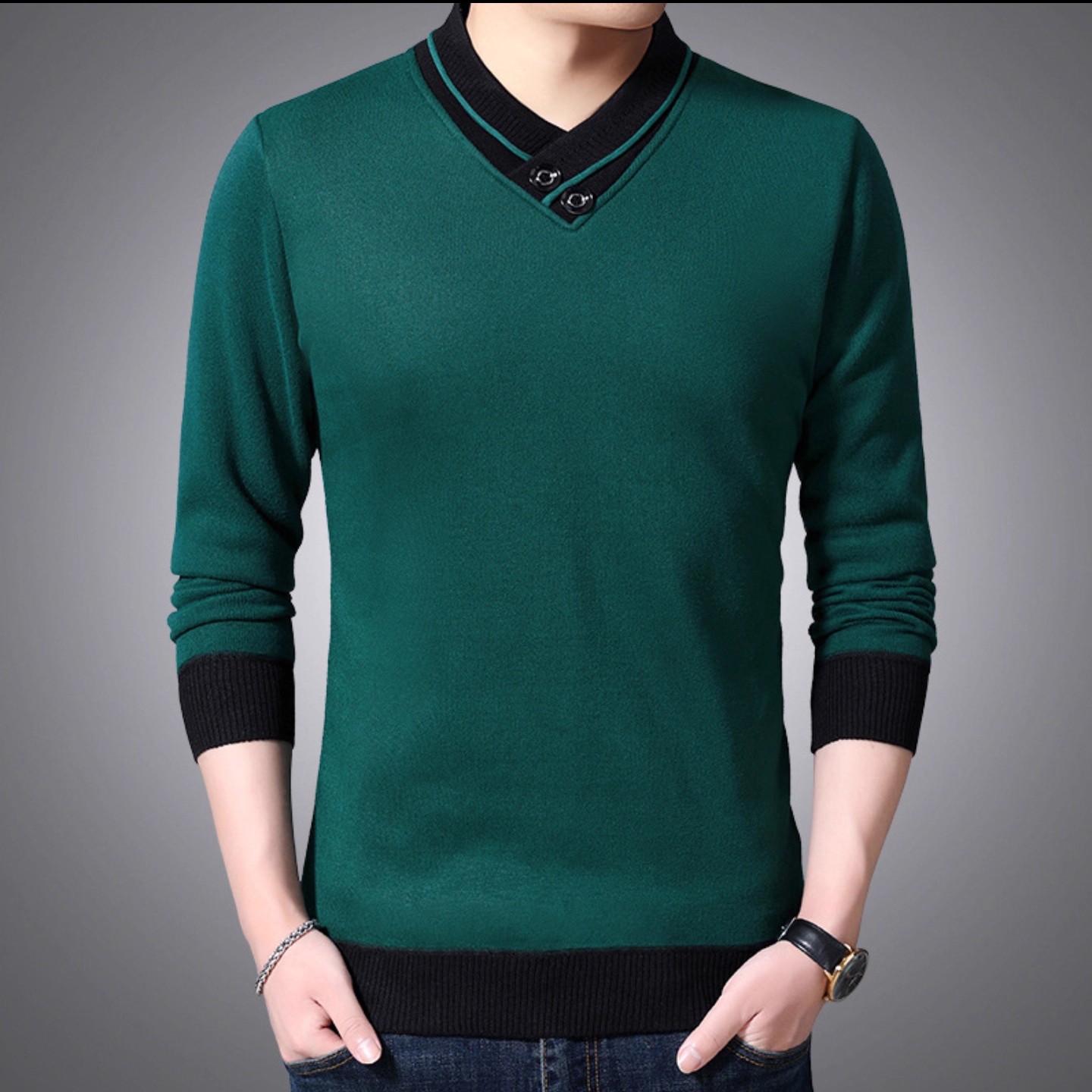 尧顺百货店男装POLO衫2025秋冬长袖针织衫毛衣男士休闲卫衣打底衫