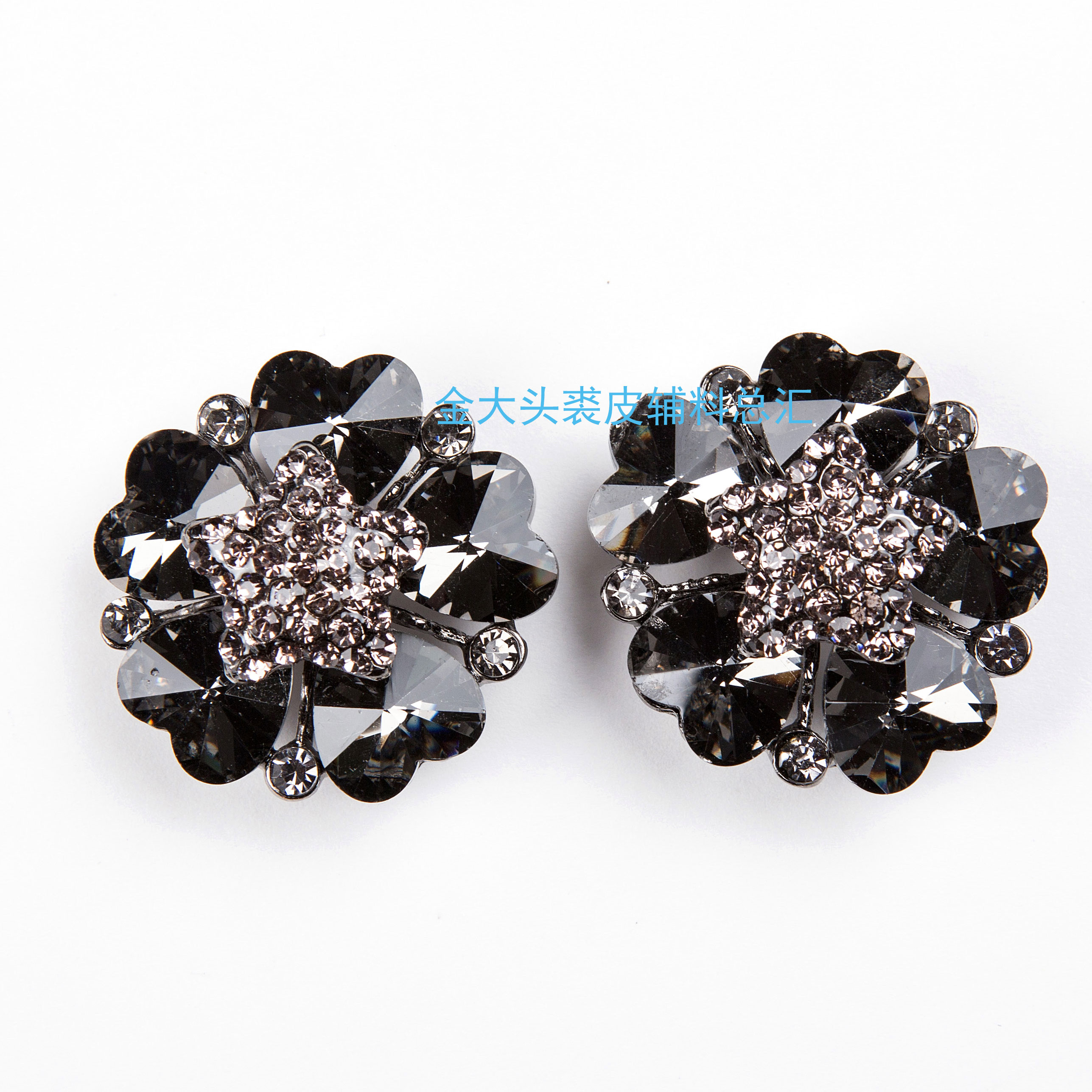 进口水钻奢华新款貂皮袖扣皮草貂皮高档装饰扣貂扣皮草扣子袖口钻